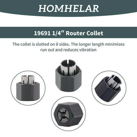 One Quarter Inch Router Collet With Self Releasing Design Replaces 326286-04, 2610906283, 323-293, strong steel build