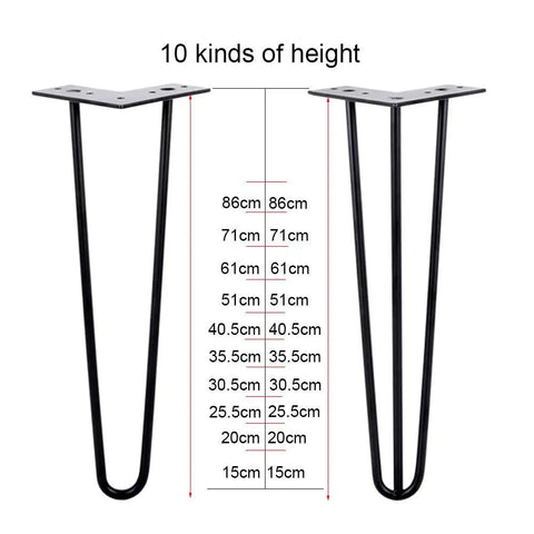 Heavy Duty Hairpin Table Legs Built Tough With Rock Solid Steel Construction Plus Replacement Furniture Sleds And Knockout Waterproof Finish For Diy Coffee Tables And Home Desks with height measurements.