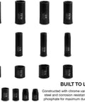 Three-Eighths Inch Drive Impact Socket Set, 6-Point SAE Standard And Deep Sockets, Cr-V Steel, 20-Piece Kit on display.