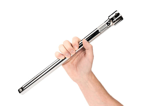 3/4 Inch Drive Extension 16 Inch Long With Knurled Grip For Easy Start And Fingertip Tightening held in hand