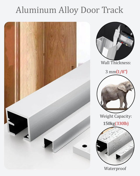 Sliding Barn Door Hardware Track Kit For Wardrobe And Cabinet Doors 2 Or 4 Door Installations Heavy Duty Aluminum U Channel Guide