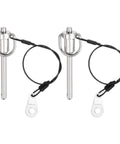 Two Pack 1/4 Inch By 2 Inch Quick Release Pins, Stainless Steel Ball Locking Pins With Ring Handle And Wire, 304 Marine Grade, Silver