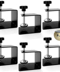 Drawer Front Installation Clamps Set For Woodworking With Cold Rolled Steel C Clamps And Protective Pads, 6 Piece Kit