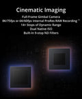 Image highlighting features of 4 Axis 6K Cinema Camera Bundle Kit With 128GB Card Roller Bag LiDAR Range Finder DL Mount Hand Grips.
