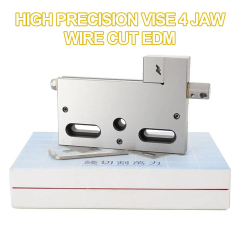 High Precision 4 Jaw Wire Cut EDM Vise In Stainless Steel, 4 Inch Clamp, 100mm Clamping Range, 3kg Load-Bearing Capacity
