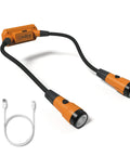 Hands Free Magnetic Mechanic Work Light With Two 320 Lumen Gooseneck Flashlights For Under Hood Repair And Auto Inspections, Bright Orange