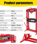 50 Ton H Frame Hydraulic Shop Press With Floor Plates For Garage And Workshop Heavy Duty Beast Steel Construction red
