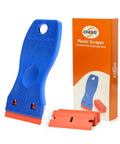 1.5 Inch Plastic Razor Scraper With Ten Double Edged Blades For Removing Labels, Stickers, And Decals From Glass Windows Without Scratching, Safe For Plexiglass And Delicate Surfaces
