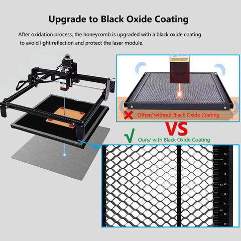 Heat-resistant honeycomb laser bed, 400x400mm, black oxide coating, steel panel for desktop laser engravers