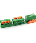 16 Position Spring Terminal Blocks PCB Connectors Kit 2x8 Pins 2.54mm Pitch Screwless 150V 2A on white background