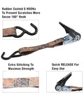 Heavy Duty 900 Lb Break Strength 8 Pack 10ft Ratchet Straps with easy release coated handles and rubber-coated S-hooks