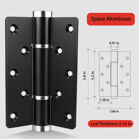 3 Pack Self Closing Door Hinges With 5.8 Inch Spring Loaded Action, Adjustable Door Closer With Silent Hydraulic Buffer System, Space Aluminum Black Finish, Auto Close, Auto Positioning, And No Fuss Buffering For Smooth, Quiet Door Closures