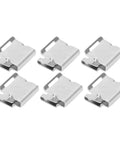 Heavy Duty 304 Stainless Steel Solar Panel Cable Clips 100 Pack, six clips arranged, rustproof and durable for solar installations.