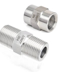 304 Stainless Steel Pipe Fitting Set Hex Nipple And Hex Coupling 3/8 In NPT Male To 3/8 In NPT Female Heavy Duty 2800 PSI