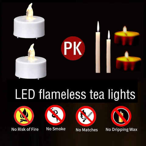 Flameless Tea Lights Battery Operated Candles Set Of 24 LED Flickering Votive Candles With Long Lasting 200 Hour Run Time