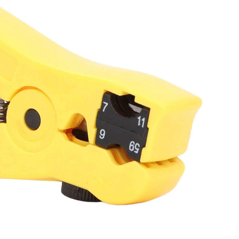Heavy Duty Coaxial Cable Crimping Pliers Workhorse Set close-up view showing reversible blades for RG6, RG59, RG11.