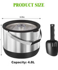 Insulated Ice Bucket For Parties With Scoop And Lid, Party Ready Large Capacity Double Wall Beverage Cooler, Keeps Ice Cold For Champagne, Wine, And Cocktails, Easy Transport Black, 4.8L capacity, stainless steel with scoop