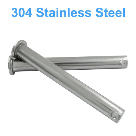 Heavy Duty Single Hole Clevis Pins M12 X 100 Mm Flat Head Two Piece Set For Trailer And Tractor displayed in 304 stainless steel.