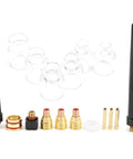 Pro Grade Glass Nozzle Kit For WP9 20 Argon Welding Torch, Glass Nozzles And Brass Accessories, Includes 6 Glass Nozzles