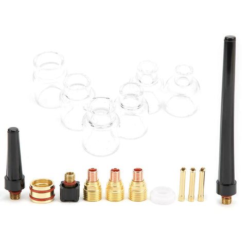 Pro Grade Glass Nozzle Kit For WP9 20 Argon Welding Torch, Glass Nozzles And Brass Accessories, Includes 6 Glass Nozzles