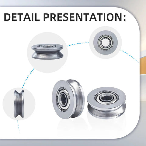 Detail view of 20 Pack V Groove Bearings V623ZZ carbon steel double shielded miniature pulley bearings for rail track linear motion system