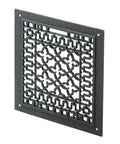 Heavy Duty Cast Iron Floor Grate Vent Cover 12 By 14 Inches Matte Black Finish Openwork Decorative Grille With Corner Mounting Holes