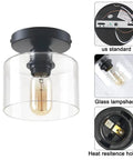 Modern Semi Flush Mount Ceiling Light With Matte Black Finish And Clear Glass Shade For Kitchen Hallway Dining Room