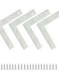 Four Pack L Shaped Corner Brackets 4.7 by 4.7 Inch Stainless Steel Flat Braces Joining Plates for Wood Furniture with Screws