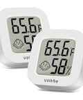 2 Pack Indoor Thermometer And Humidity Gauge Digital Hygrometer For Home Office Greenhouse Reptile Humidors Cellar And More Top Notch Accuracy Temperature Humidity Monitor With Comfort Level Indicator, white LCD units