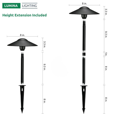 Low Voltage 12V G4 LED Landscape Path Lights Waterproof Outdoor Garden Lamps With Replaceable Warm White Bulbs Black Finish 2 Pack height dimensions