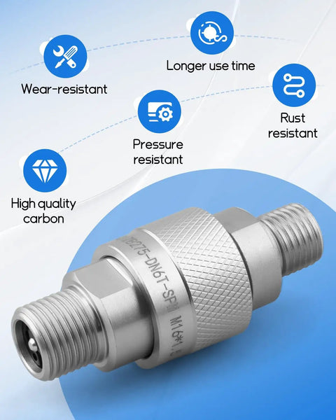 Two Pack M16 To M14 Hydraulic Quick Connect Fittings With Built In Plunger Set For AGT And Chinese Mini Excavators close-up view