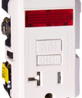 Front view of 20 Amp 125V Pilot Light GFCI Receptacle With Tamper Resistant Self Test, Extra Heavy Duty Industrial Grade, White GFPL2-PLW