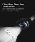 Inline duct fan for laser exhaust, black housing, blue motor, 14000 RPM