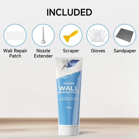 Drywall Repair Kit With 150g Spackle Paste, Scraper, Patch And Sanding Tools For Quick Easy Hole Filler In Walls, White Repair Putty Plaster For Dent Repair, Home Repair Kit With Nozzle Extender And Gloves