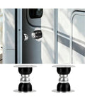 2 Pack Magnetic Door Holder For RV And Camper Must Have Heavy Duty Stainless Steel Door Stopper To Keep Doors Open, Universal Travel Trailer Motor Home Cargo Trailer Accessory Black 59mm, installed on RV door