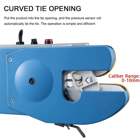Heavy Duty Automatic Vacuum Sealer Machine For Food Storage And Heat Sealing With Quick Twist Lock Feature showing a curved tie opening mechanism.