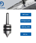 2MT 60 Degree Live Center For Lathe Wood And Metal CNC Work, Beefy Tailstock Center With 5000 RPM, 600 Lbs Max Load, Ultra Precision Runout 0.0004in, Hardened Steel 61-65HRC, Triple Bearing Design