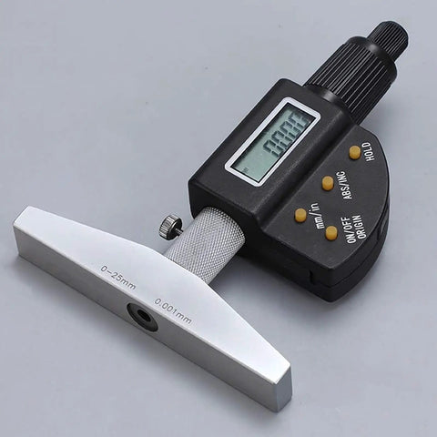 Depth Micrometer With Digital Display Ultraprecise 0-25mm Depth Gauge 0.001mm Resolution and 0.004mm Accuracy Backlit Readout