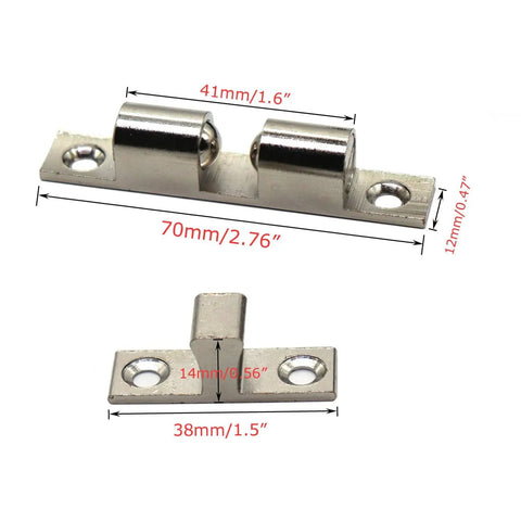 70mm Ball Catch Set Of 5 Solid Brass Chrome Plated Adjustable Double Ball Tension Roller Latch Hardware Fittings For Cabinets Closets Furniture Doors With Screws, 70mm size shown