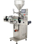 Automatic Servo Filling Machine For Pastes And Liquids Features Plug N Play Setup And No Sweat Operation Delivers Rock Solid Precision For Honey Jam Peanut Butter Sauces 100 To 1000 Ml Range with stainless steel body and filling funnel.