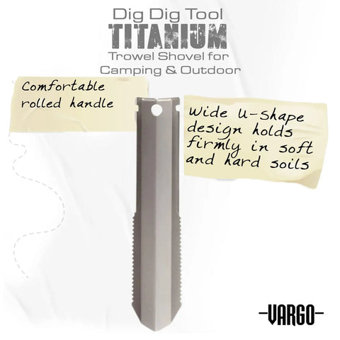 Ultralight Titanium Dig Dig Tool For Camping And Backpacking with comfortable handle and U-shape design, rugged tool for explorers.