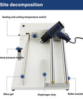 2 In 1 Shrink Wrap Machine With Heat Gun 45 Cm Manual Heat Sealer showing sealing switch, hand pressure handle, and heat gun.