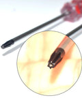 Close-up view of T9 Torx bits from Kick Butt T9 Torx Security Screwdriver Two Pack Set, showcasing magnetic tip design.