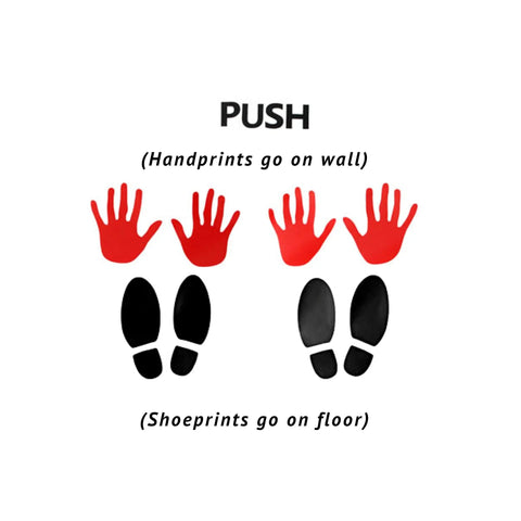 Push handprints and shoeprints decals, part of Sensory Hallway Decal Floor And Wall Pack With Nine Sets To Help Kids Move And Focus Get The Wiggles Out ADHD Friendly Movement Path For Home Or Therapy