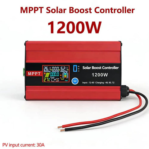 High-Efficiency MPPT Solar Charge Controller 30A 1200W with Step-Up to 48/60/72V for RV and Golf Carts