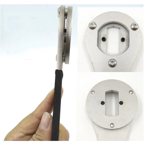 Side view and close-up of Beast 4 In 1 Classic Bottom Bracket Tool For Vintage Bicycles with stainless steel build and lockring wrench