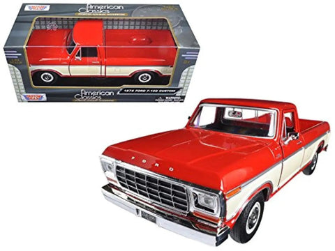 Ford F150 Diecast One Twenty Four Scale Pickup Truck Model Car Two Tone Red Cream With Opening Doors And Realistic Interior Detailing