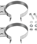 5 Inch Exhaust Stack Mounting Bracket Kit For Peterbilt 379 359 1987 1993 Heavy Duty Silver Finish Chrome Clamps and Bolts