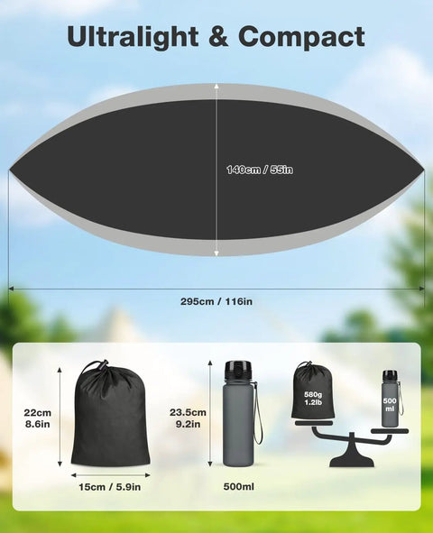 Diagram of Rugged Trail Ready Camping Hammock With Up To 700 Pound Capacity Includes 2 Tree Straps And Attached Carry Bag Portable