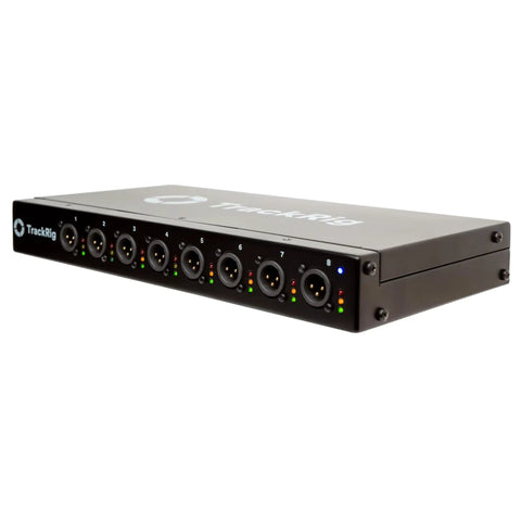 Eight Channel 8 XLR Outputs Multitrack Audio Interface With USB Ports angled view showing front panel connections